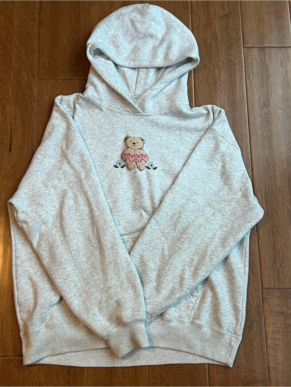 Hollister Grey Hoodie with Cute Teddy Bear